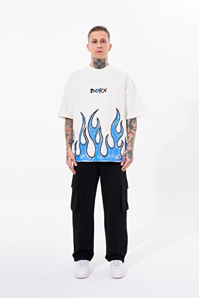 Machinist Ανδρικό μπλουζάκι εκρού με στάμπα Fire Effect