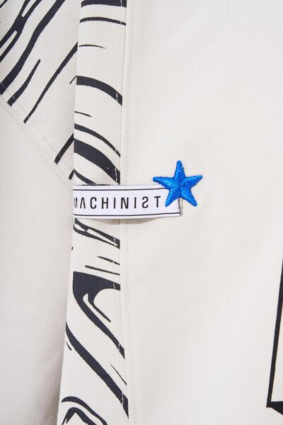 Machinist Men's Number 5 Printed Oversize Gray T-Shirt