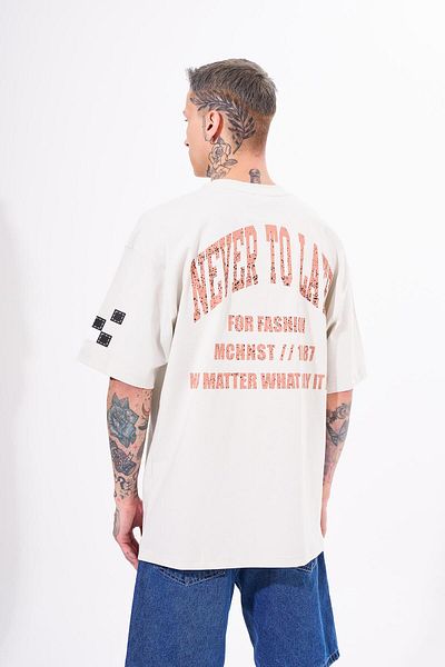 Machinist Men's Never to Late Printed Oversize Gray T-shirt