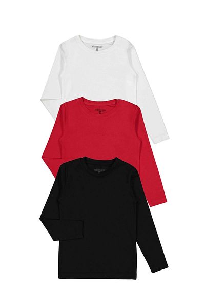 Divonette Unisex Long Sleeve 3-Piece Set Solid Color T-Shirt - Girl Boy
