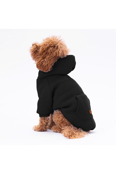 Pettrend Black Kangaroo Pocket Cat-Dog Hoodie- Sweatshirt Cat Dog Outfit