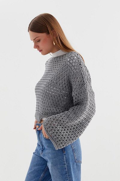 MARKALİSTE Crop Tricotaj Pulover Gri