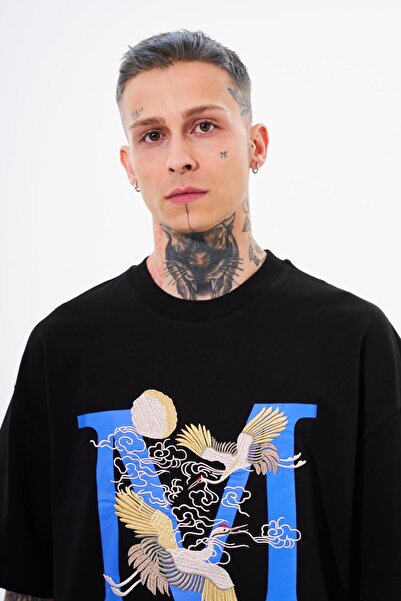 Machinist Ανδρικό μπλουζάκι Crane Bird με στάμπα μεγάλου μεγέθους