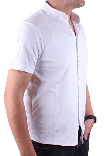 Twister Jeans Ανδρικό πουκάμισο Twister 1853 Λευκό κοντομάνικο casual βαμβακερό