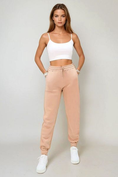 VAGGON Beige 3 Thread Ribbon Women's Jogging Tracksuit - Prmx10929