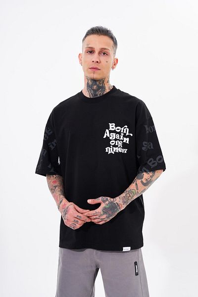Machinist Men's One Nine 86 Printed Oversize Black T-shirt