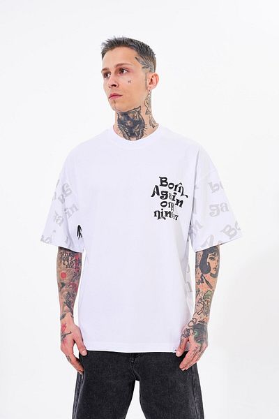 Machinist Ανδρικό One Nine 86 Printed Oversize Λευκό T-Shirt