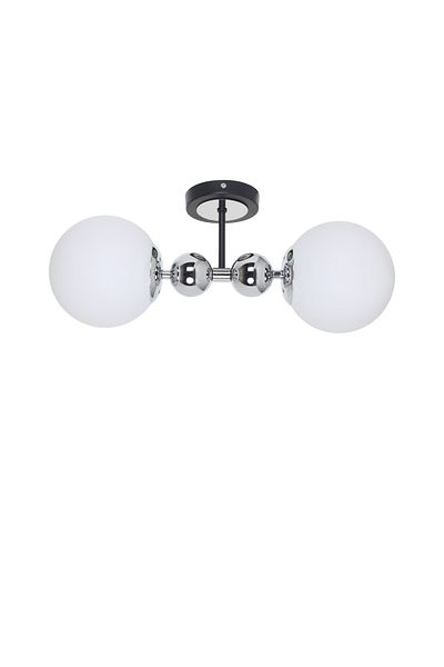 MŞ Aydınlatma Misket Black Chrome 2 White Glass Plafonier Chandelier
