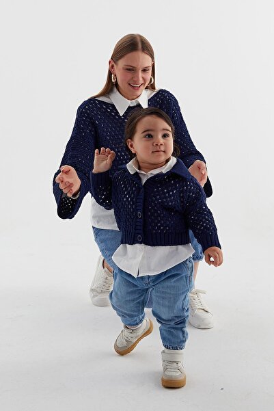 MARKALİSTE Navy Blue Children's Knitwear Cardigan