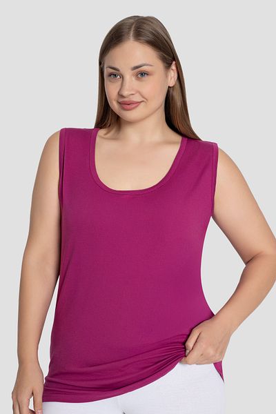 Arma Yıldız Plus Size Plum Tank Top with Thick Straps - Cotton and Lycra