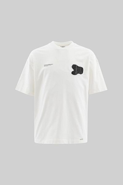 Machinist Men's Patchwork and Stitched Oversize Ecru T-Shirt