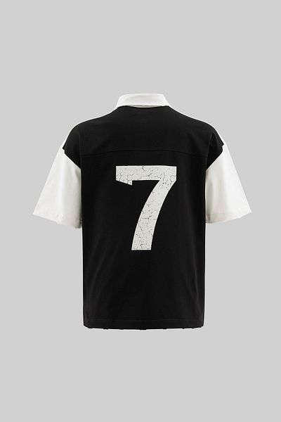 Machinist Men's Printed and Washed Polo Oversize Ecru T-Shirt