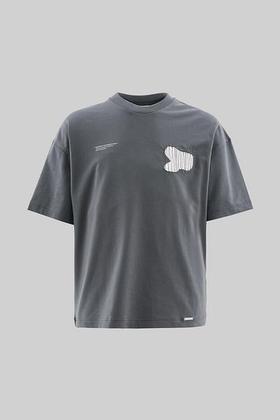 Machinist Men's Patchwork and Stitched Oversize Smoked T-Shirt