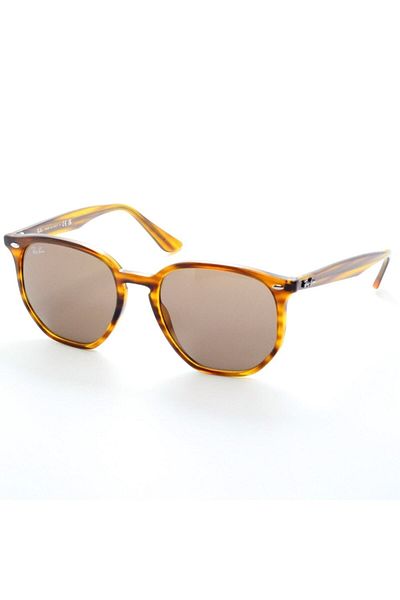 Ray-Ban نظارة شمسية راي بان للجنسين بتصميم غير منتظم - RB 4306 - مقاس العدسة: 54 مم - أحمر هافانا مخطط