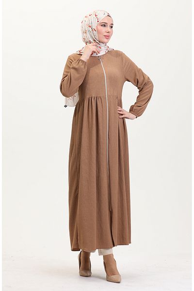 sefamerve Ελαστική θήκη με φερμουάρ Milk Coffee 5056-01