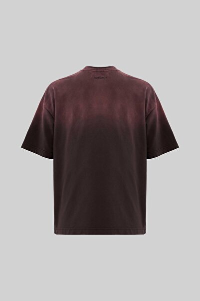 Machinist Ανδρικό μπλουζάκι με σκασμένο εμπριμέ πλενόμενο μεγάλο μέγεθος σκούρο καφέ