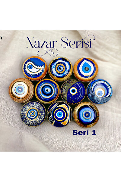 ayyagift Nazar Desenli Metal Kutu - Hediyelik ve Mum Hazırlama Kutusu 7,3x3cm...