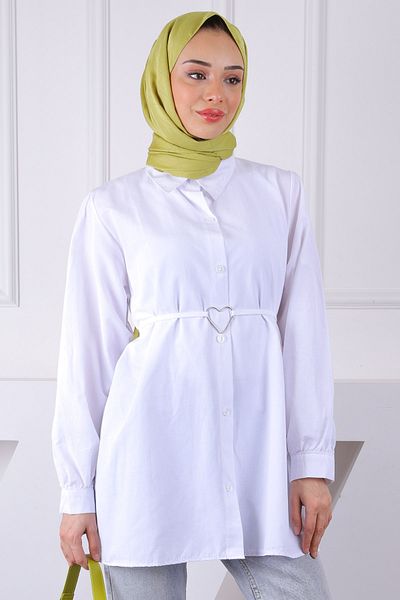 İmajButik Tunica cu nasturi cu centura alba