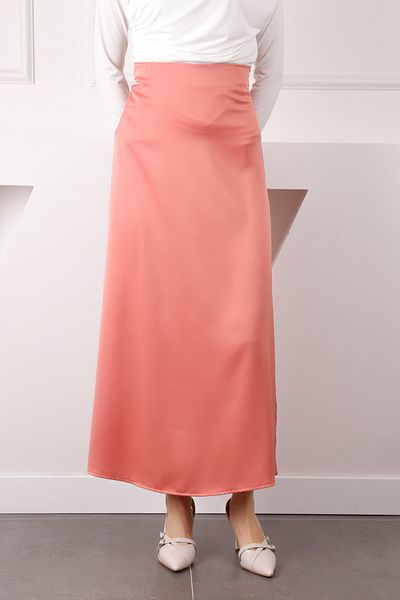 İmajButik Σατέν φούστα με φερμουάρ Salmon Side