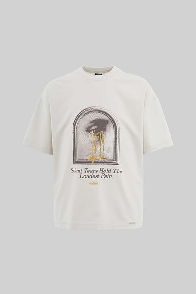 Machinist Men's Golden Tears Printed Oversize Space Gray T-Shirt