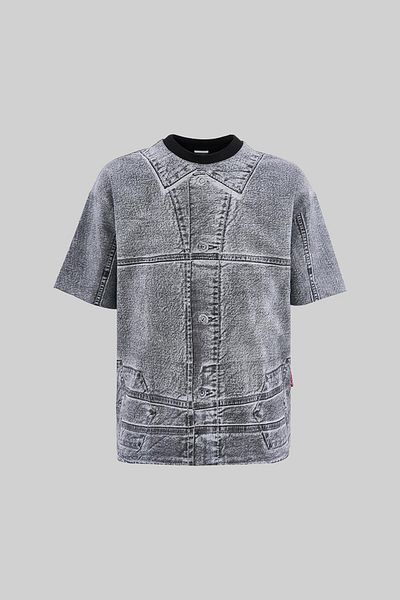 Machinist Ανδρικό T-Shirt Denim Efect Oversize Space Grey