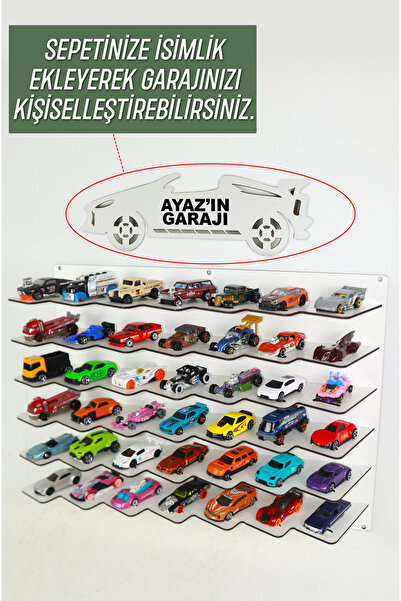 kutuTR 42 Araçlık Ahşap Duvar Rafı ( Hotweels Ve Matchbox ) (İSİM YAZDIRMAK I...