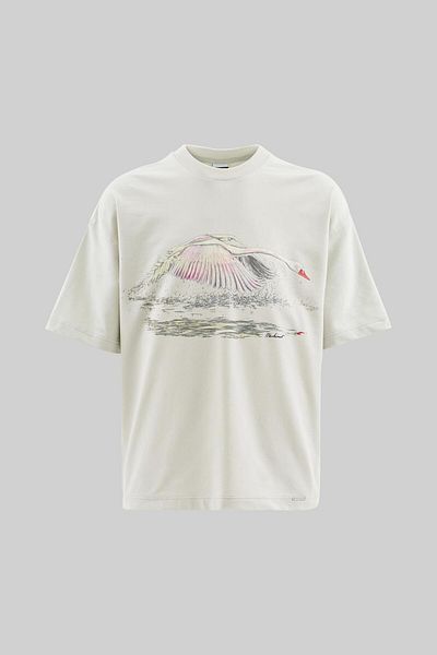 Machinist Ανδρικό μπλουζάκι Swan με στάμπα Oversize Space Grey