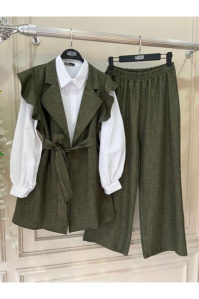 moda periy Women's Summer Ruffle 4-Piece Suit Is Teeset Kombin