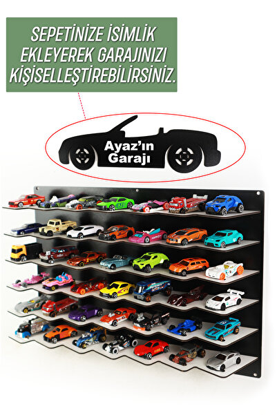 kutuTR 42 Araçlık Ahşap Araç Duvar Rafı ( Hotweels Ve Matchbox ) (İSİM YAZDIRMAK IÇİN ISİMLİK ALINIZ)