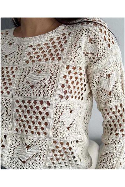 Fua Shop Women's Openwork Heart Detailed Knitwear