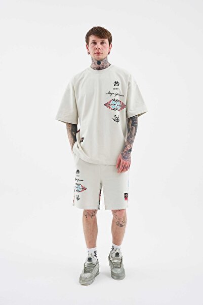 Machinist Ανδρικό έθνικ εμπριμέ και ραμμένο Space Grey T-shirt