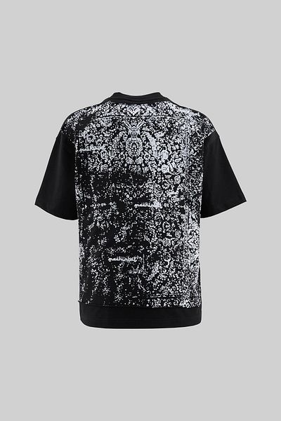 Machinist Men's Rug Pattern Flock Printed Oversize Black T-Shirt