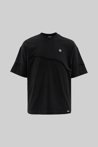 Machinist Men's Technical Embroidered Oversize Black T-Shirt