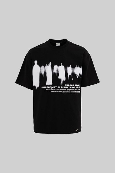 Machinist Men's Abstract People Printed Oversize Black T-Shirt