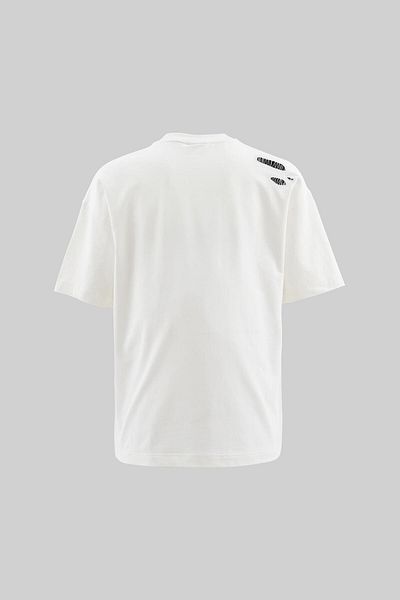 Machinist Men's Patchwork and Stitched Oversize Ecru T-Shirt