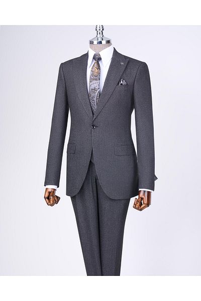 TerziAdemAltun Italian style slim fit jacket vest pants suit black T10339