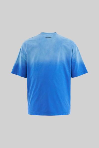 Machinist Ανδρικό μπλουζάκι με σκασμένο εμπριμέ πλενόμενο μαλακό μπλε μπλουζάκι