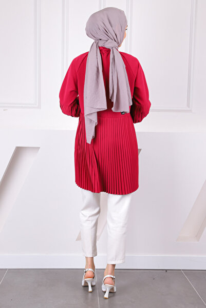 İmajButik Plum Pleated Modal Tunic