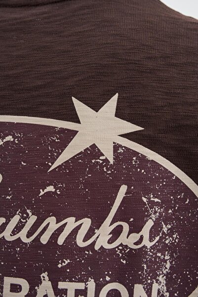 Machinist Ανδρικό μπλουζάκι από ύφασμα Premium με στάμπα σε καφέ χρώμα