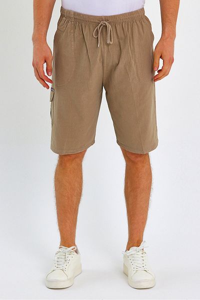 Dechers Ανδρικό σορτς Cargo Pocket Plus Size 100% βαμβακερό λινό E202