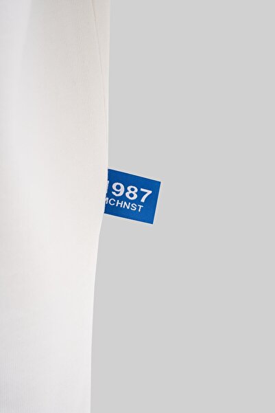 Machinist Men's Blue Batched Oversize Ecru T-Shirt