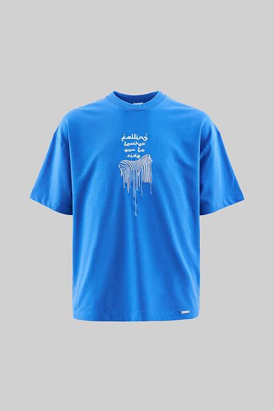 Machinist Tricou pentru bărbați, imprimat și zebră, oversize, albastru moale