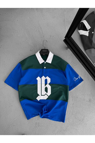 BYBASICMAN Blue Green lb Patchli Piece T-Shirt Lb-2011