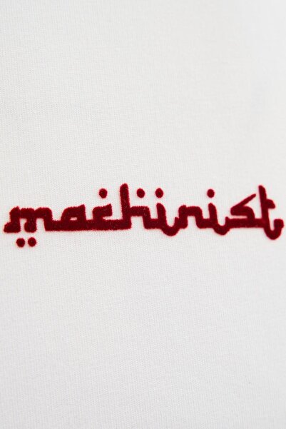 Machinist Men's Rug Pattern Flock Printed Oversize Ecru T-Shirt