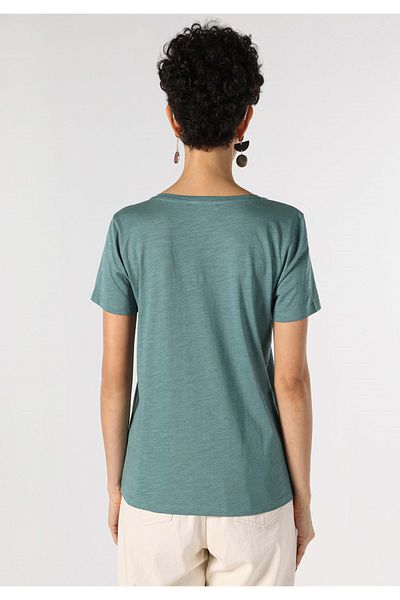 Colin's Regular Fit V-Neck Plain Women's Green Short Sleeve T-Shirt
