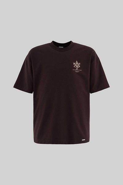Machinist Men's Traditional Fringe Oversize Brown T-Shirt