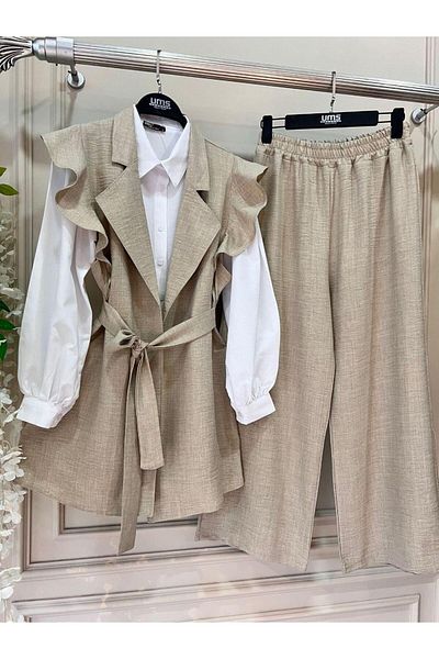moda periy Women's Summer Ruffle 4-Piece Suit Is Teeset Kombin
