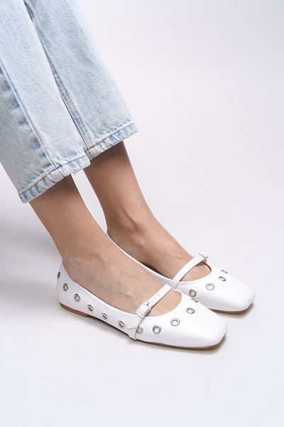 Riccon Γυναικείες μπαλαρίνες Thelmurn 0012900   Παπούτσια White Skin