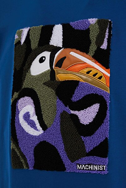 Machinist Ανδρικό μπλουζάκι Indigo Oversize με κεντητό παπαγάλο