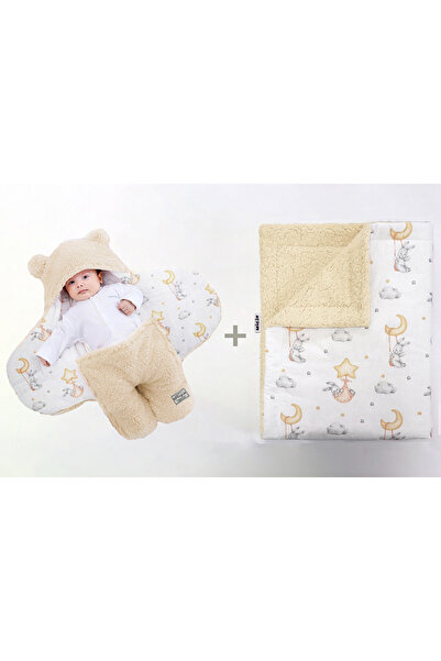 migie 0-4 Ay Bebek Dış Kundak Ve Battaniye Seti Wellsoft Fildişi (TAVŞANLAR V...